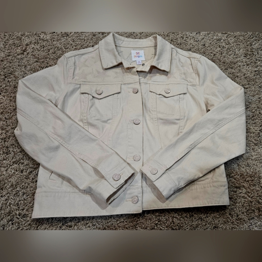 LuLaRoe Harvey denim jacket pink star